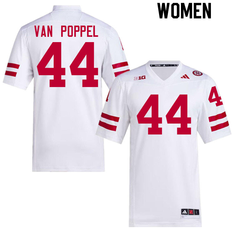 Women #44 Riley Van Poppel Nebraska Cornhuskers College Football Jerseys Stitched Sale-White